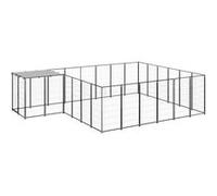 Chenil Noir 12,1 m² Acier Enclos pour Chiots Cage Chiens Extérieur 3082213