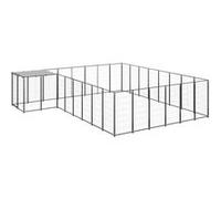 Chenil Noir 15,73 m² Acier Enclos pour Chiots Cage Chiens Extérieur 3082227