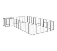 Chenil Noir 19,36 m² Acier Enclos pour Chiots Cage Chiens Extérieur 3082239