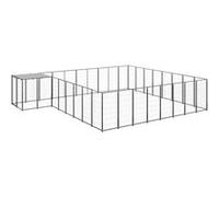 Chenil Noir 20,57 m² Acier Enclos pour Chiots Cage Chiens Extérieur vidaXL