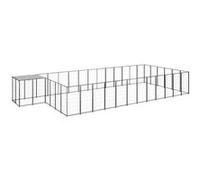 Chenil Noir 22,99 m² Acier Enclos pour Chiots Cage Chiens Extérieur vidaXL