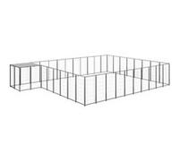 Chenil Noir 25,41 m² Acier Enclos pour Chiots Cage Chiens Extérieur 3082229