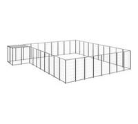 Chenil Noir 25,41 m² Acier Enclos pour Chiots Cage Chiens Extérieur 3082240