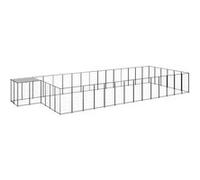 Chenil Noir 26,62 m² Acier Enclos pour Chiots Cage Chiens Extérieur 3082217