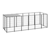 Chenil Noir 330x110x110 cm Acier Cage pour Chien Chiots Extérieur 150782