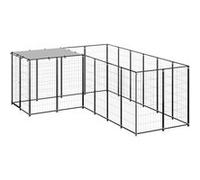 Chenil Noir 4,84 m² Acier Enclos pour Chiots Cage Chiens Extérieur 3082211