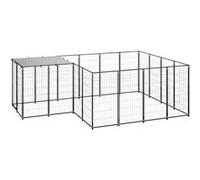 vidaXL Chenil Noir 6,05 m² Acier Enclos pour Chiots Cage Chiens Extérieur 3082205 Noir G