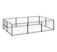 Chenil Noir 28 m² Acier Cage pour Animaux Enclos pour Chiot Extérieur vidaXL