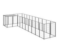 Chenil Noir 7,26 m² Acier Enclos pour Chiots Cage Chiens Extérieur 3082237