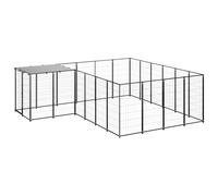 vidaXL Chenil Noir 8,47 m² Acier Enclos pour Chiots Cage Chiens Extérieur 3082212 Noir G
