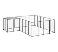 vidaXL Chenil Noir 8,47 m² Acier Enclos pour Chiots Cage Chiens Extérieur 3082212 Noir G