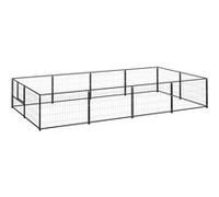 Chenil Noir 28 m² Acier Cage pour Animaux Enclos pour Chiot Extérieur vidaXL