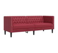 Vidaxl Canapé À 3 Places Chesterfield Rouge Bordeaux Similicuir Rouge
