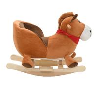 vidaXL Cheval à bascule avec dossier peluche 60x32x50 cm brun