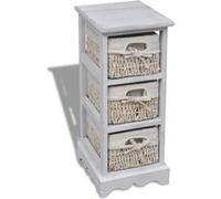 vidaXL Étagère de rangement en bois 3 paniers en tissage Blanc