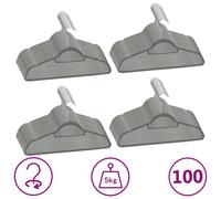 vidaXL Cintres antidérapants 100 pcs Gris Velours