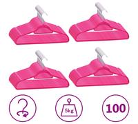 vidaXL Cintres antidérapants Velours Plastique ABC Rose 100 pièces