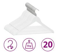 vidaXL Cintres antidérapants 20 pcs Blanc Bois dur Blanc