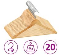 vidaXL Cintres antidérapants 20 pcs Bois dur Marron