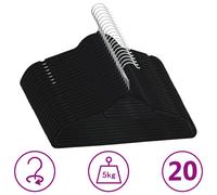 vidaXL Cintres Antidérapants 20 pcs Noir Velours