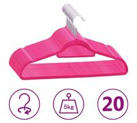 vidaXL Cintres antidérapants 20 pcs Rose Velours