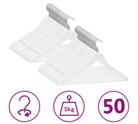 vidaXL Cintres Antidérapants 50 pcs Blanc Bois dur