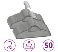 vidaXL Cintres antidérapants 50 pcs Gris Velours Gris