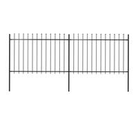 vidaXL Cl?ture de jardin avec dessus en lance Acier 3,4x1,2 m Noir
