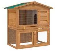 vidaXL Clapier 3 Portes Bois Cage à Lapin Enclos Animaux Extérieur Rongeur