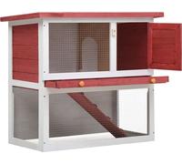 vidaXL Clapier à lapins 1 porte Rouge Bois