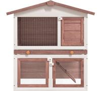 vidaXL Clapier à lapins 3 portes Marron Bois