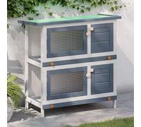 vidaXL Clapier à lapins 4 portes Gris Bois