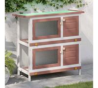 vidaXL Clapier à lapins 4 portes Marron Bois