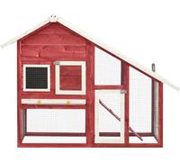 vidaXL Clapier à lapins rouge et blanc 140x63x120 cm Sapin massif