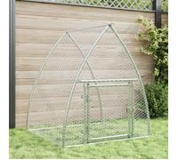 Cage à Lapin, Clapier avec Porte, l'Enclos pour Poules, Parc d'Extérieur pour Canards Petits Animaux, Argenté Acier Galvanisé