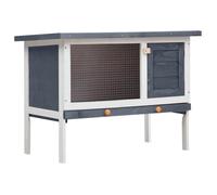 vidaXL Clapier d'extérieur 170828 – 1 niveau, Gris bois
