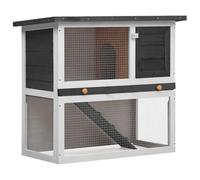 vidaXL Clapier d'extérieur 1 porte Bois de sapin massif Gris et blanc 90 x 45 x 80 cm