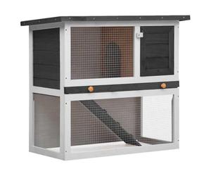 vidaXL Clapier d'extérieur 1 Porte Gris Bois