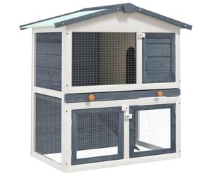 vidaXL Clapier d'extérieur 3 Portes Gris Bois