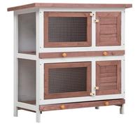 vidaXL Clapier d'extérieur pour lapin 4 portes Bois marron multi-niveaux