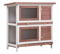 vidaXL Clapier d'Extérieur 4 Portes Marron Enclos Cage à Lapin Animaux Bois