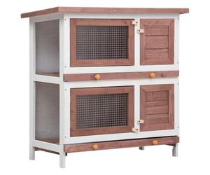 vidaXL Clapier d'extérieur 4 Portes Marron Bois
