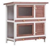 vidaXL Clapier d'Extérieur 4 Portes Marron Enclos Cage à Lapin Animaux Bois