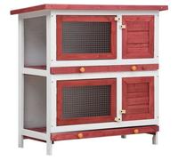 vidaXL Clapier d'extérieur 4 portes Rouge Bois