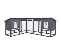 Vidaxl Clapier D'extérieur Avec Piste Gris Et Blanc Bois De Sapin