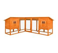 vidaXL Clapier d'extérieur avec piste Marron Bois de sapin solide