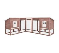 vidaXL Clapier d'extérieur avec piste Moka et blanc Bois de sapin