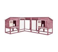 vidaXL Clapier d'extérieur avec piste Moka et blanc Bois de sapin