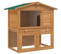 vidaXL Clapier d'extérieur Enclos pour petits animaux 3 portes Bois Marron G
