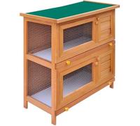 vidaXL Clapier d'extérieur pour petits animaux 4 portes Bois Toit en asphalte Plateau amovible